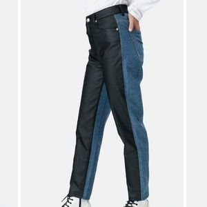 Faux leather / denim jeans